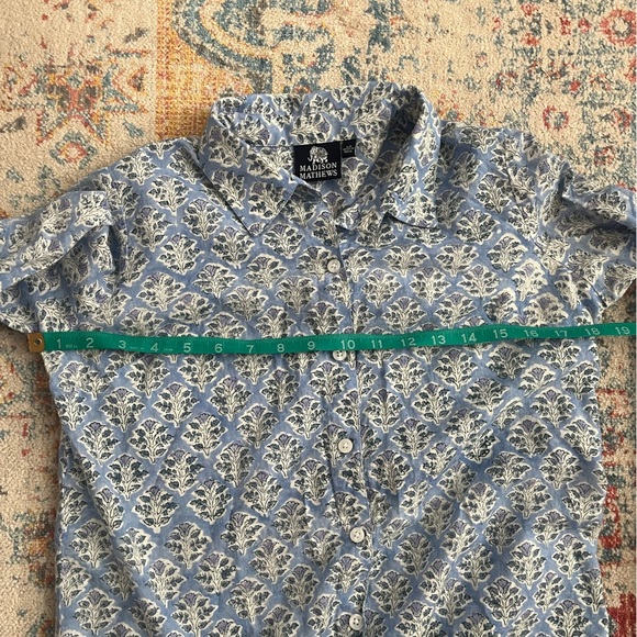 Madison Mathews Indian block print cotton lightweight long-sleeve button down - Picture 6 of 7